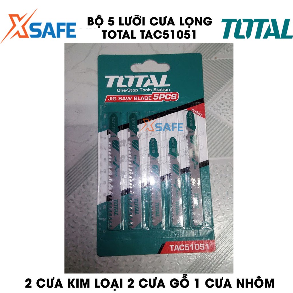 Bộ 5 lưỡi cưa lọng TOTAL TAC51051 Lưỡi cưa lọng Total chất liệu hợp kim siêu bền, dễ dàng cắt kim loại, gỗ