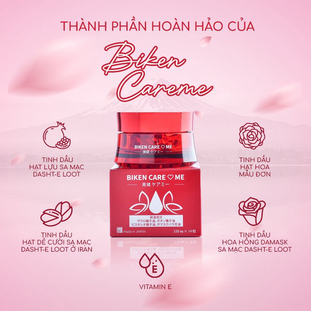 Viên Bôi Trẻ Hóa, Thu Hẹp, Làm Sáng Hồng và Cân Bằng Nội Tiết Tố Biken CareMe Nhật Bản