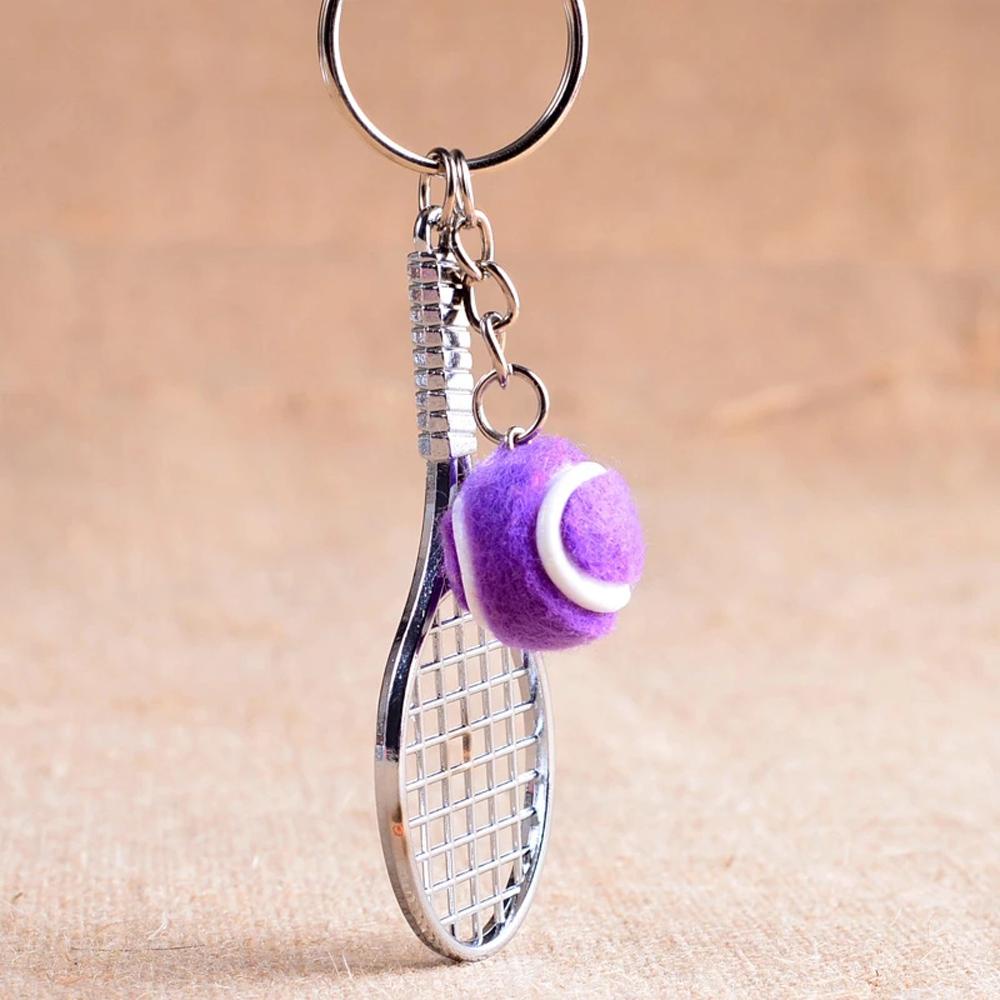 Móc Khóa Kim Loại Mini Hình Vợt Tennis 6 Màu Sắc