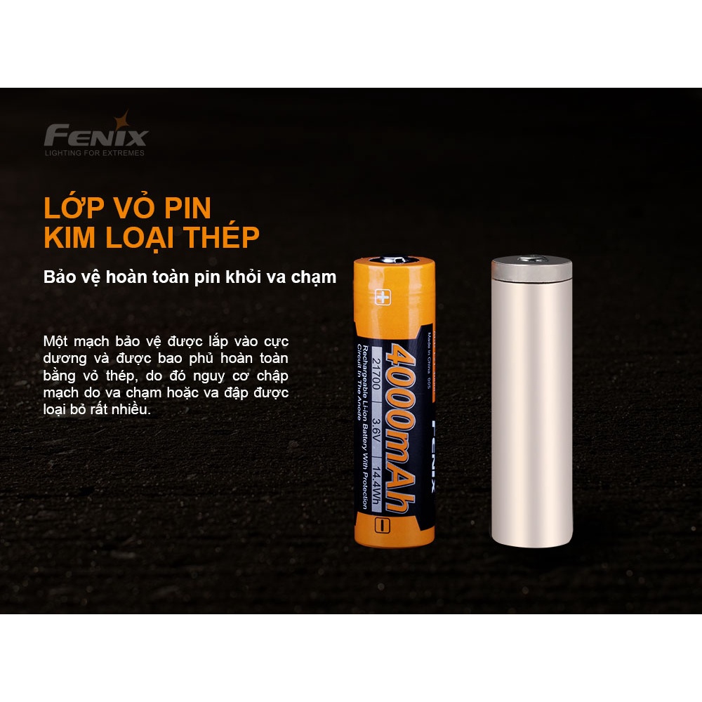 Pin sạc FENIX 21700 dung lượng 4000 mAh dòng xả cao 18A