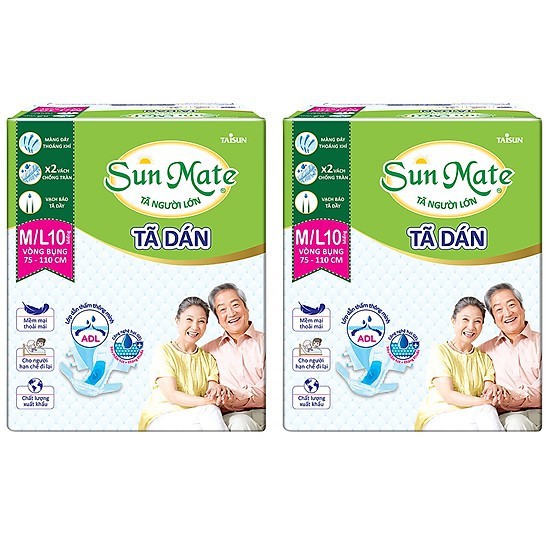 Tã Dán Người Lớn Sunmate Size XL 10 Miếng (Vòng bụng 100-140cm) - 2201323