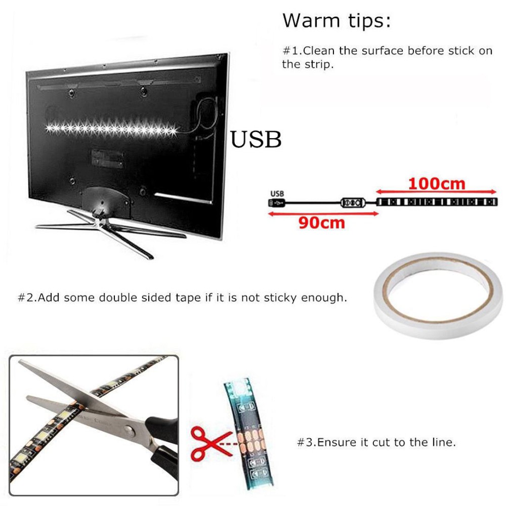 Dải Đèn Led Rgb 5050 94 Cổng Usb Ánh Sáng Kim Cương Dùng Để Trang Trí Phông Nền Tv / Máy Tính