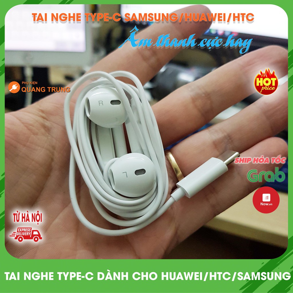 Tai nghe cổng typeC dành cho điện thoại Samsung, Huawei, HTC, Oppo, Xiaomi, Âm thanh cực hay và trong trẻo, có mic