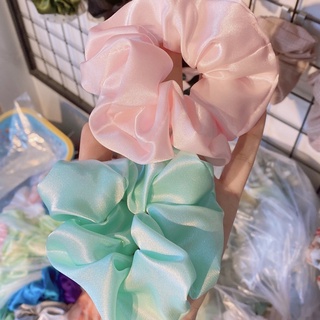 Scrunchies cột tóc phi lụa cỡ lớn màu trơn đơn giản