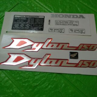 Bộ tem nổi Honda Dylan màu bạc đỏ