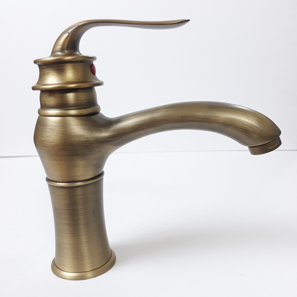 Vòi lavabo nóng lạnh giả cổ bằng đồng [18cm] cao cấp mang phong cách Châu Âu cổ kính - chống gỉ, bền đẹp