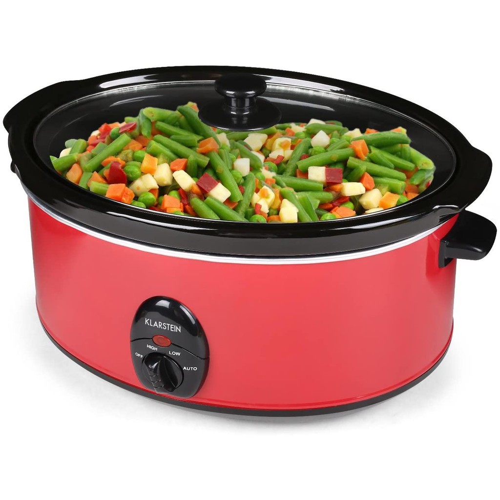 (Hàng Đức) Nồi nấu chậm slow cooker 6,5l Klarstein Bristol 65, 300W, bảng điều khiển cơ, 3 nấc hầm, có 2 màu đ