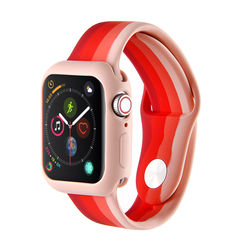 Dây đeo silicon màu sắc cầu vồng thay thế cho đồng hồ iWatch dòng 1 2 3 4 5 SE 6 Apple 42mm 44mm 38mm 40mm