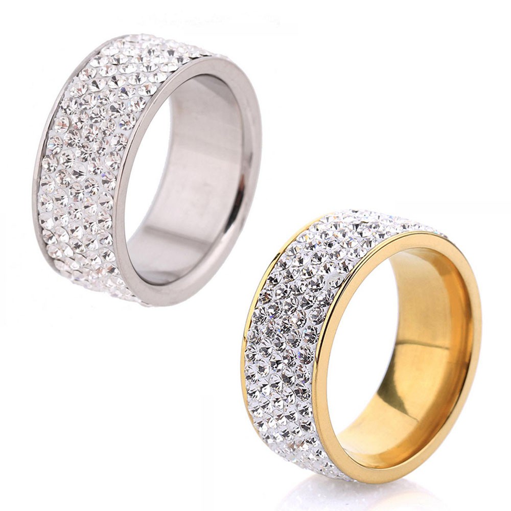 Opearey Nhẫn Thép Không Gỉ 8mm Đính Đá Zircon 8mm Nhiều Màu Sắc Thời Trang Cho Nam Nữ