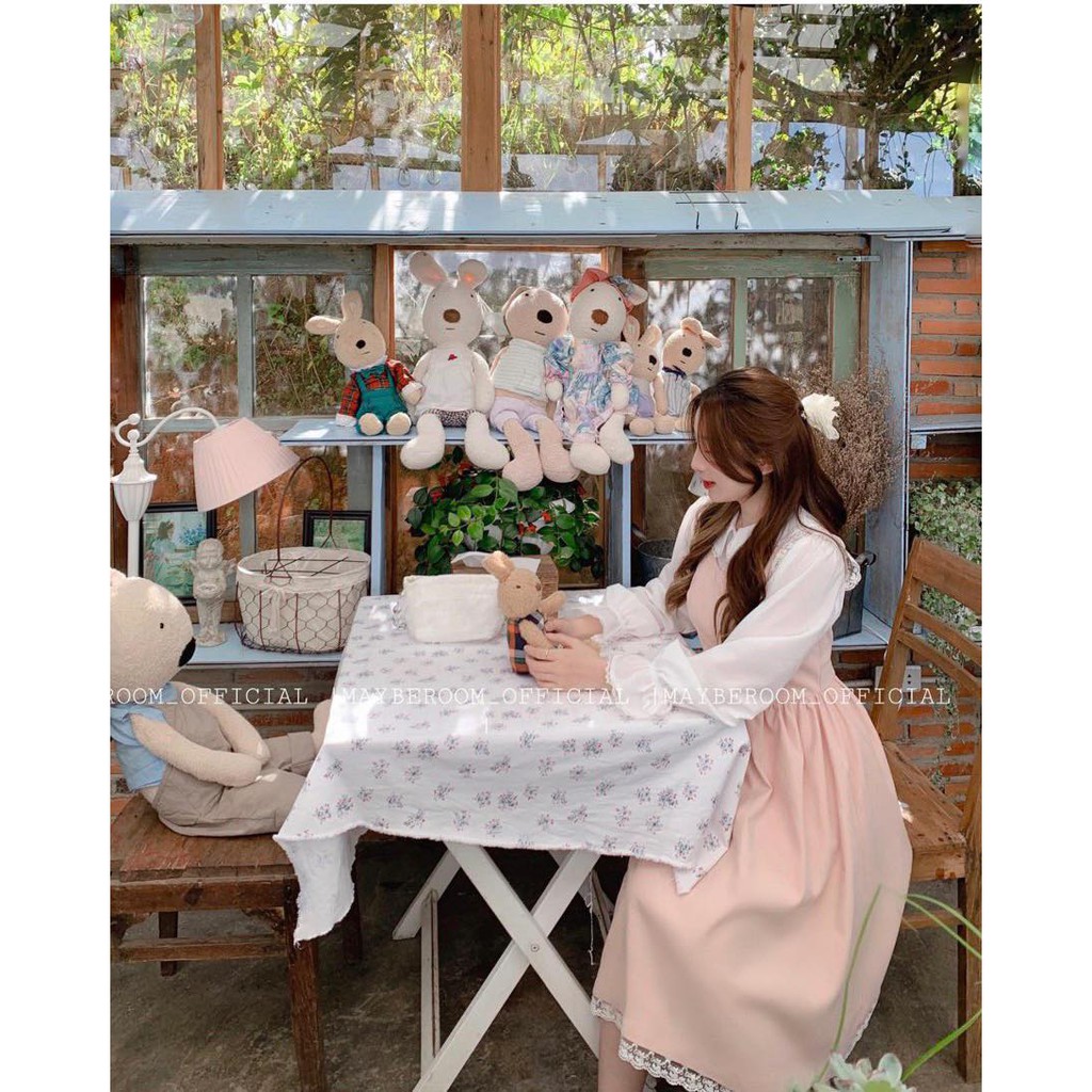 SET SƠ MI CỔ SEN VIỀN REN + YẾM HỒNG BABYDOLL BO EO