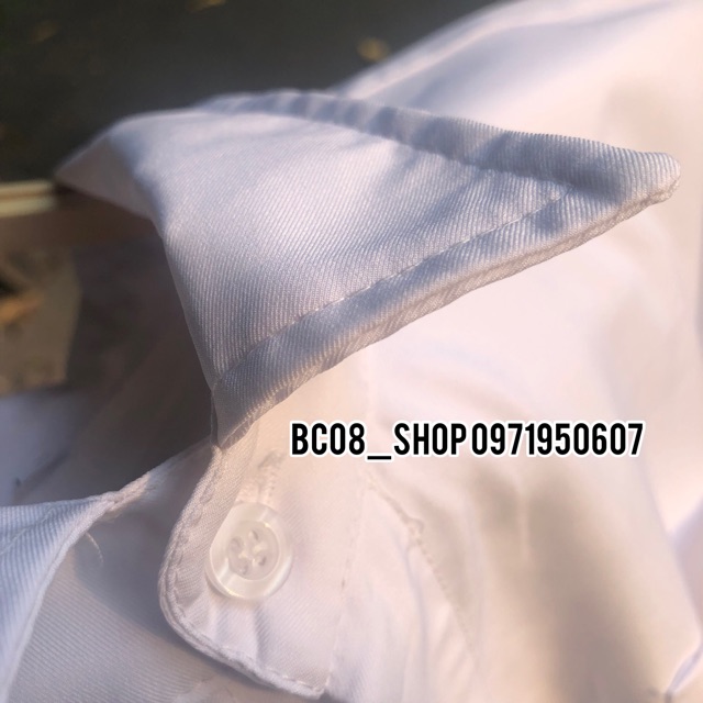 Áo Sơ Mi Trắng Tay Dài Túi Basic Phong Cách Unisex BC047