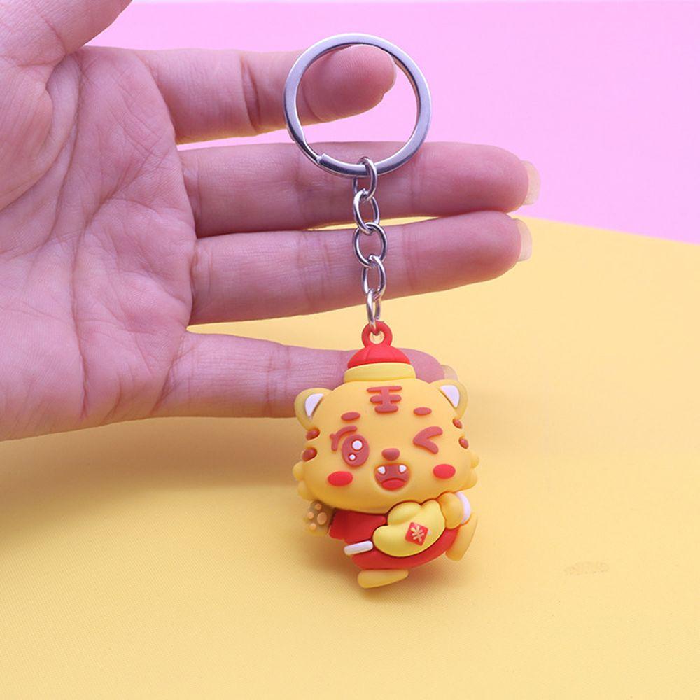 DARNELL Móc Chìa Khóa Bằng PVC Mềm Hình Hổ Hoạt Hình Sáng Tạo Cho Năm Mới 2022