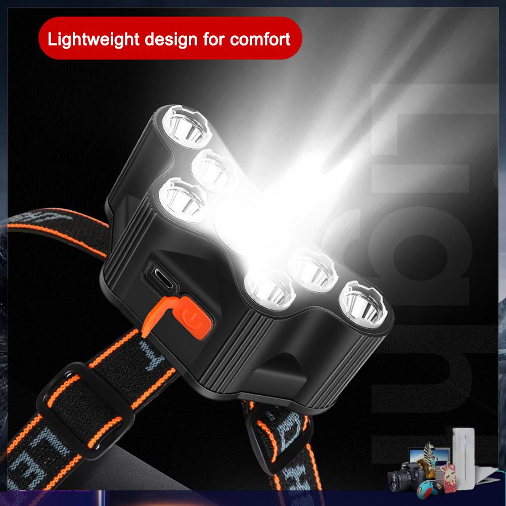 Đèn Pha Đeo Đầu 7 Bóng Led Sạc USB Tiện Dụng