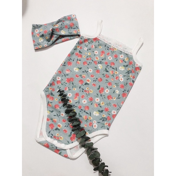 Body 2 dây thun gân viền ren cổ cho bé gái