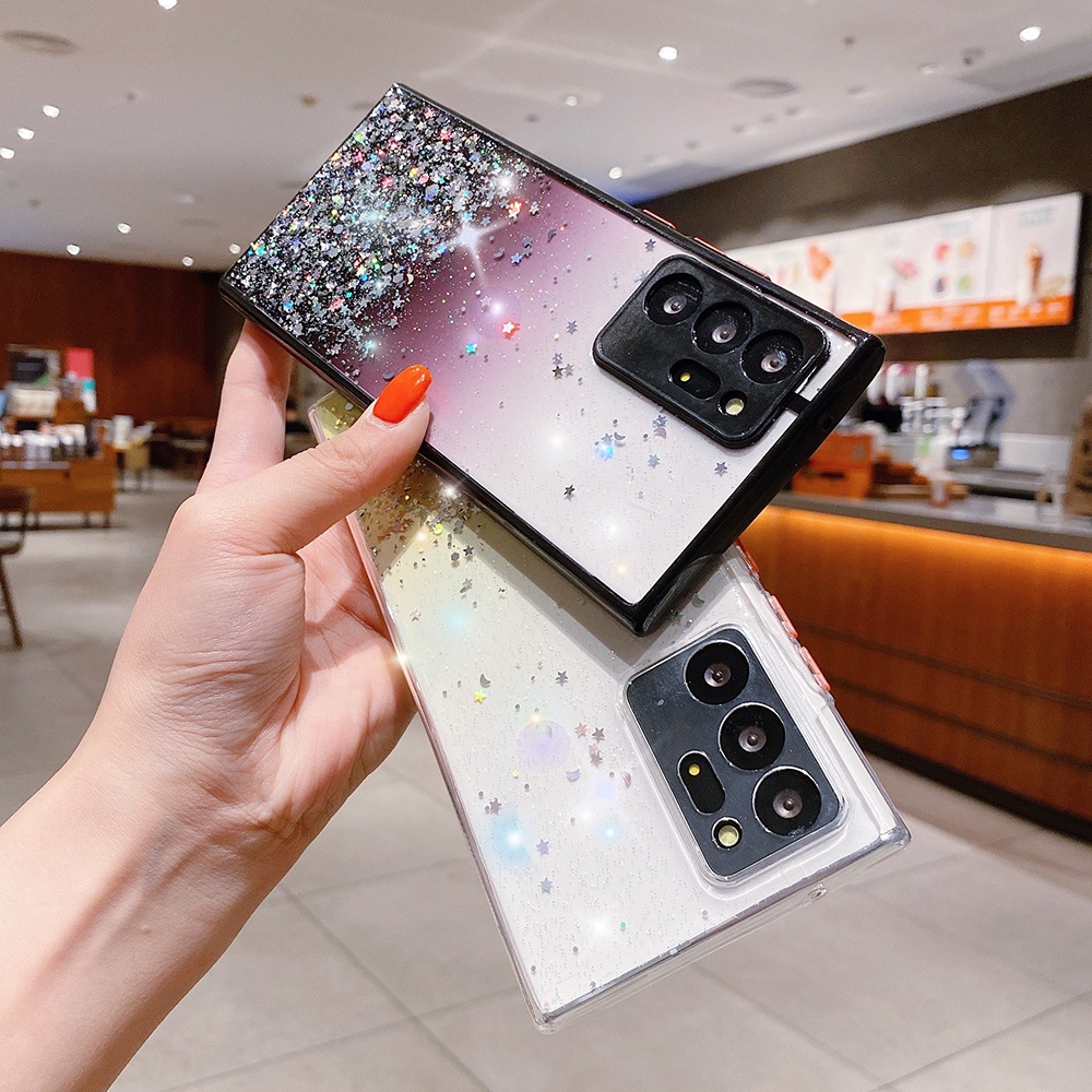 Ốp Điện Thoại TPU Kim Sa Bầu Trời Sao Màu Gradient Cho Samsung Galaxy S21 S20 FE Note 20 Ultra 10 Plus A72 A52 A71 A51 A32
