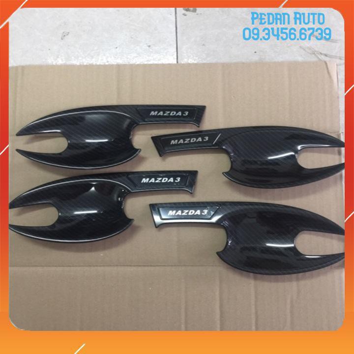 Ốp Tay Hõm Cửa Xe MAZDA 3 2015 đến 2020 Mẫu Carbon cao cấp chống xước tay cửa xe