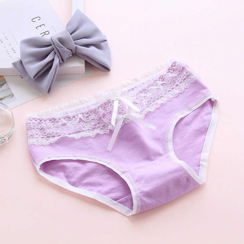 Quần Lót Nữ Cotton cao cấp phối viền ren tầng đính nơ mỏng mát tôn dáng Mẫu 3127