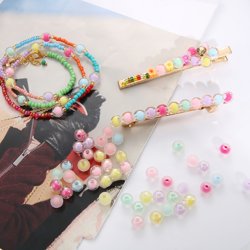 Hạt Tròn Acrylic Trong Suốt 8mm Dùng Làm Trang Sức DIY