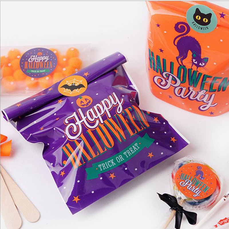 Set 10 Túi Nhựa Đựng Bánh Kẹo Phong Cách Halloween