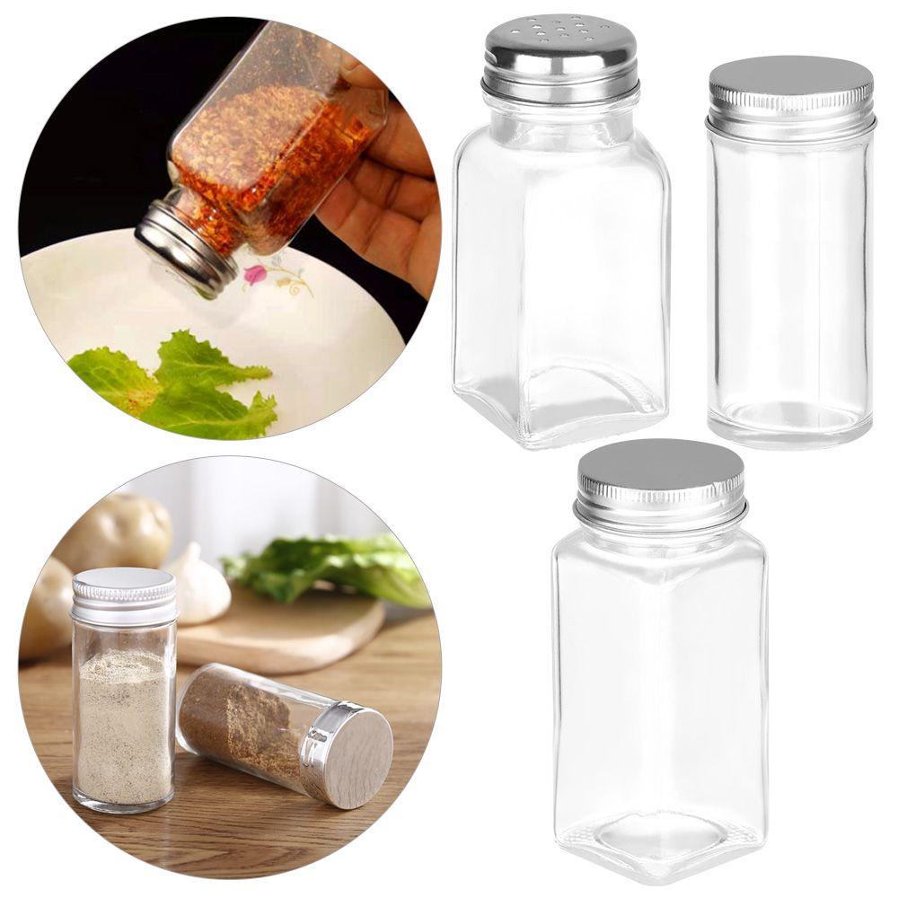 MUVAKO Hộp Đựng Gia Vị Thủy Tinh 3 Kiểu Có Nắp Giá Đỡ
