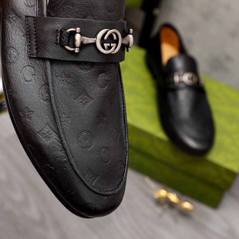 Giày tây lười mũi bo tròn da nhập khẩu cao cấp Gucci GC giày công sở nam
