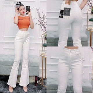 QUẦN JEAN NỮ ỐNG LOE LƯNG CAO MÀU TRẮNG/ĐEN