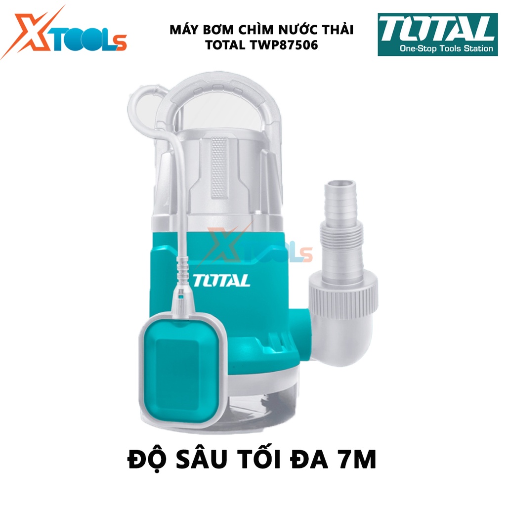 Máy bơm chìm nước thải TOTAL TWP87506 | Máy bơm chìm mini Công suất: 750W(1.0HP) Motor dây đồng có vai trò quan trọng tr