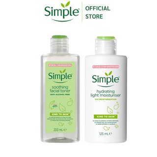 Combo SIMPLE Nước Cân Bằng Da Soothing Facial Toner 200ml + Sữa Dưỡng Da Hydrating Light Moisturiser 125m