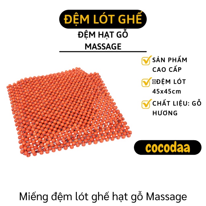 Miếng Đệm Lót Ghế - Miếng Lót Ghế Xe Hơi Có Hạt Gỗ, Chống Nóngg, Massage Cao Cấp 45cm 7464 [FREESHIP]