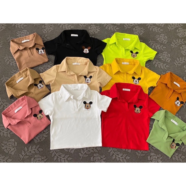 Áo thun croptop cổ bẻ