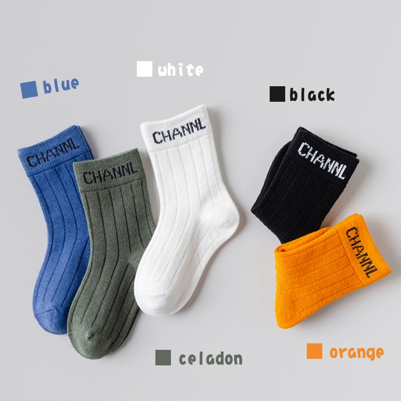 Set 5 đôi vớ KOKOROCARE cotton màu trơn cổ vừa ML-07 2022 Size S/ M/ L/ XL Cho Bé 1-12 tuổi