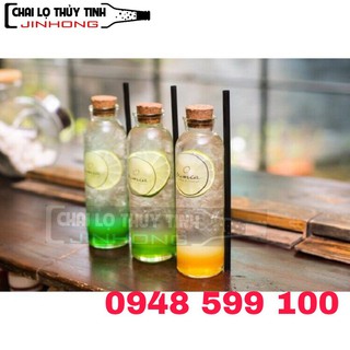 Chai thủy tinh tròn gỗ 350ml