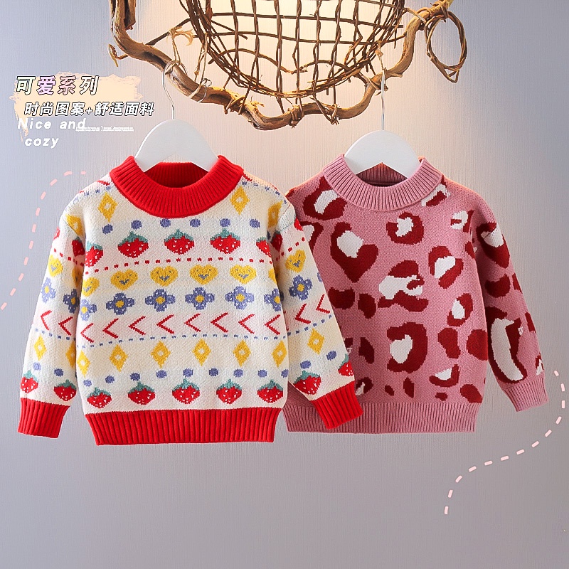 ✿Áo Sweater Chui Đầu Thiết Kế Xinh Xắn Cho Bé Gái❀Áo Dệt Kim Dày Dặn Ấm Áp Theo Phong Cách Thu Đông