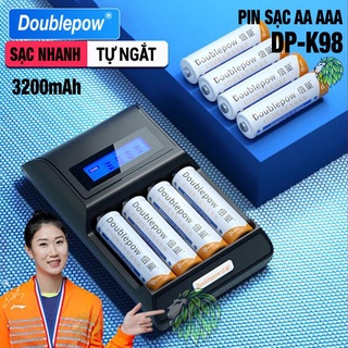 Bộ Sạc AA AAA Tự Ngắt K98 + 4 Pin AA AAA dung lượng cao đến 3200mAh