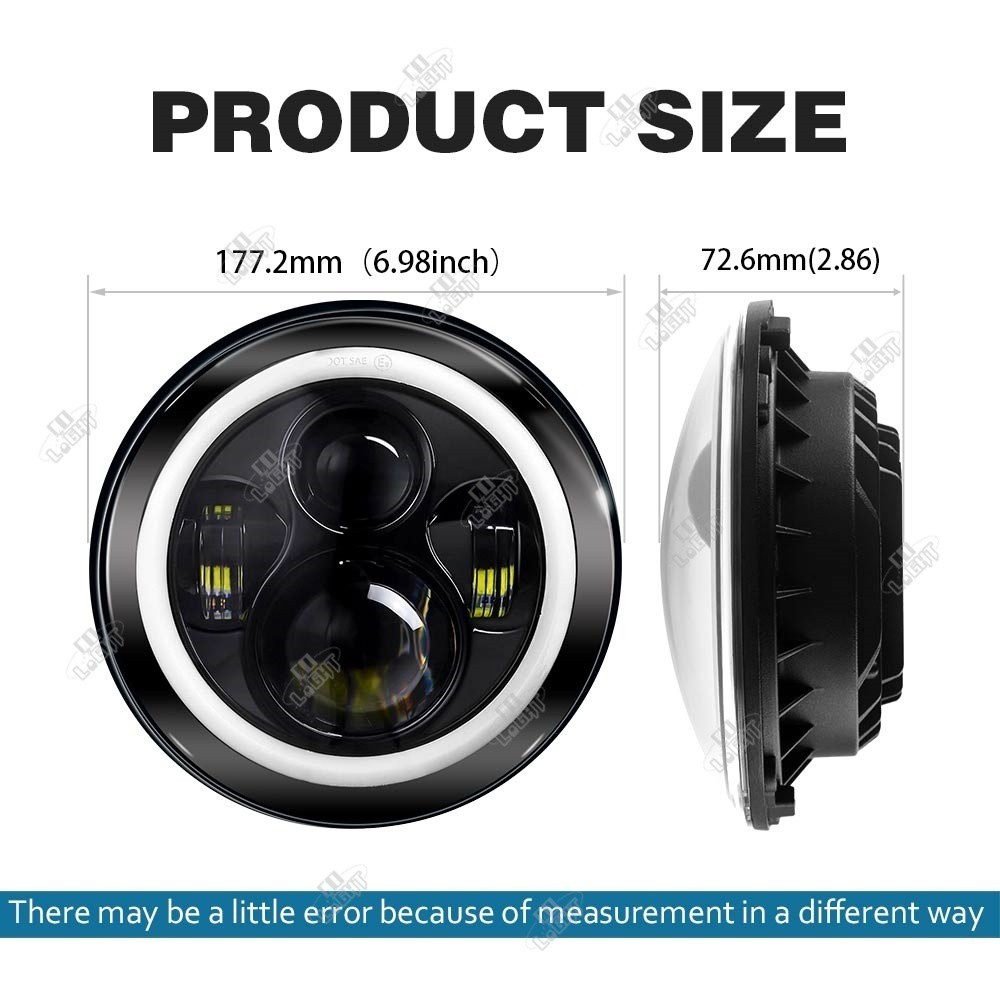 UNI-SHINE 7inch LED Headlight 80W DRL Halo Angle Eyes Led Headlamp 12V 24V High Low Turn Signal for Offroad 4x4