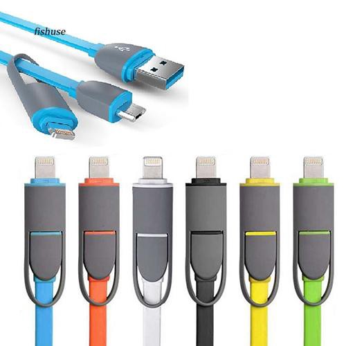 Dây cáp sạc chuyển đổi dữ liệu micro USB + Lightning 2 trong 1 cho Samsung/Iphone