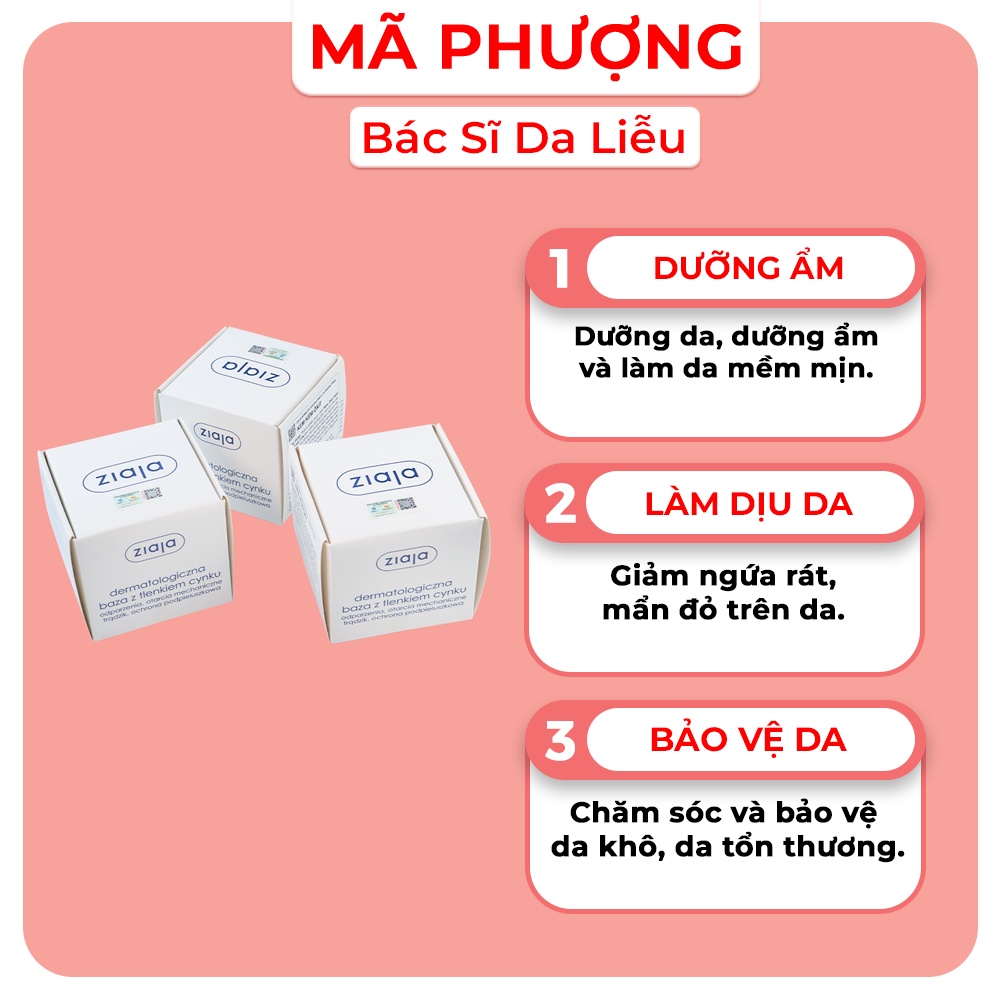 Kem bôi hăm Kẽm oxit Ziaja 13%  Ziaja Dermatological Base with Zinc Oxide 80g