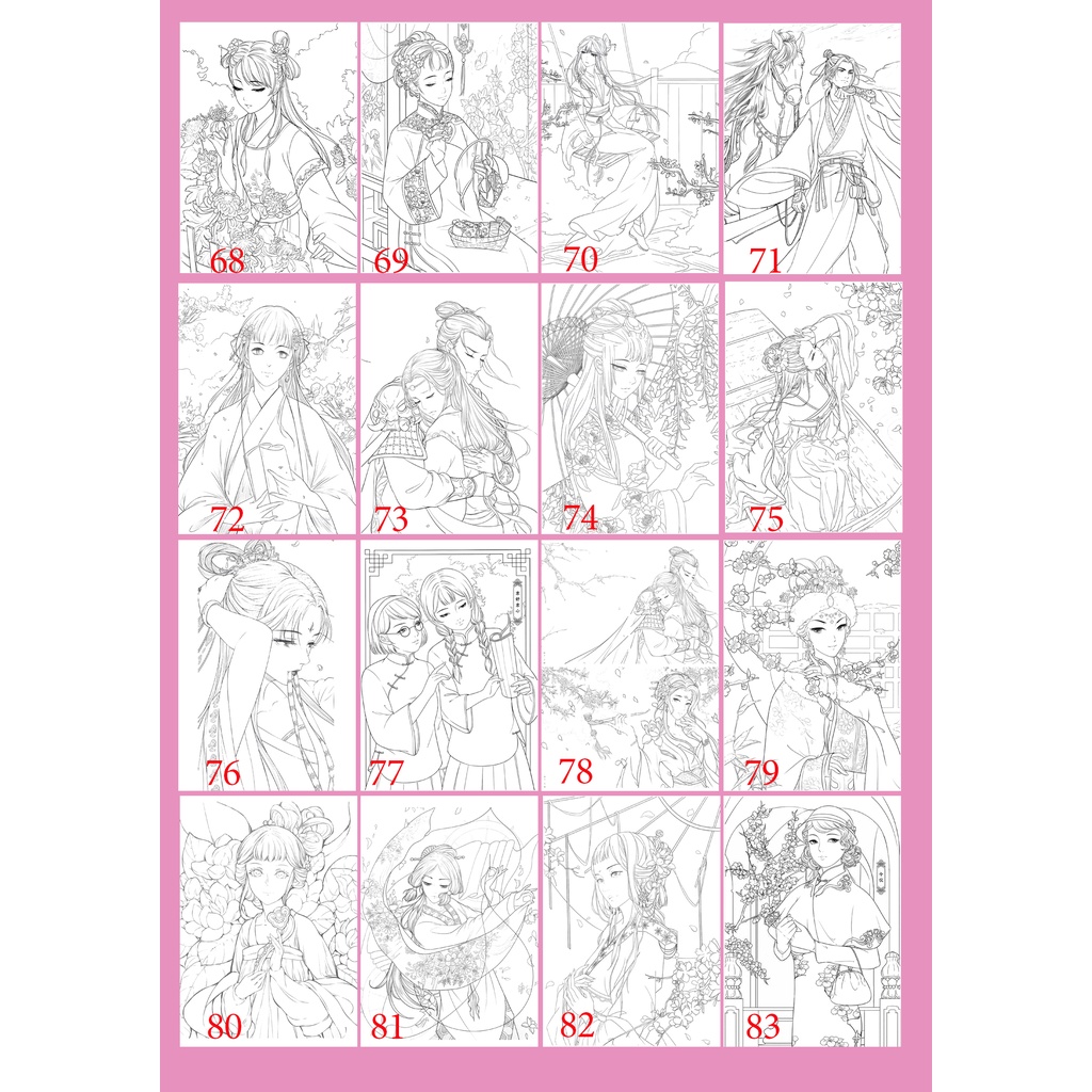 Bộ Tranh Tô Màu Nước Dạ Sáp Chủ đề Manga Manhua khổ a4 - Giấy A4 cao cấp dày và sần phù hợp cho nhiều dòng bút màu
