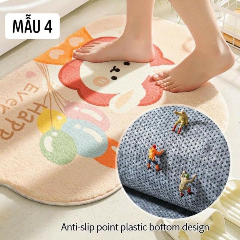 THẢM lau chân 3D lông cừu họa tiết cute - Thảm lau chân siêu thấm chống trượt nhà tắm , bếp
