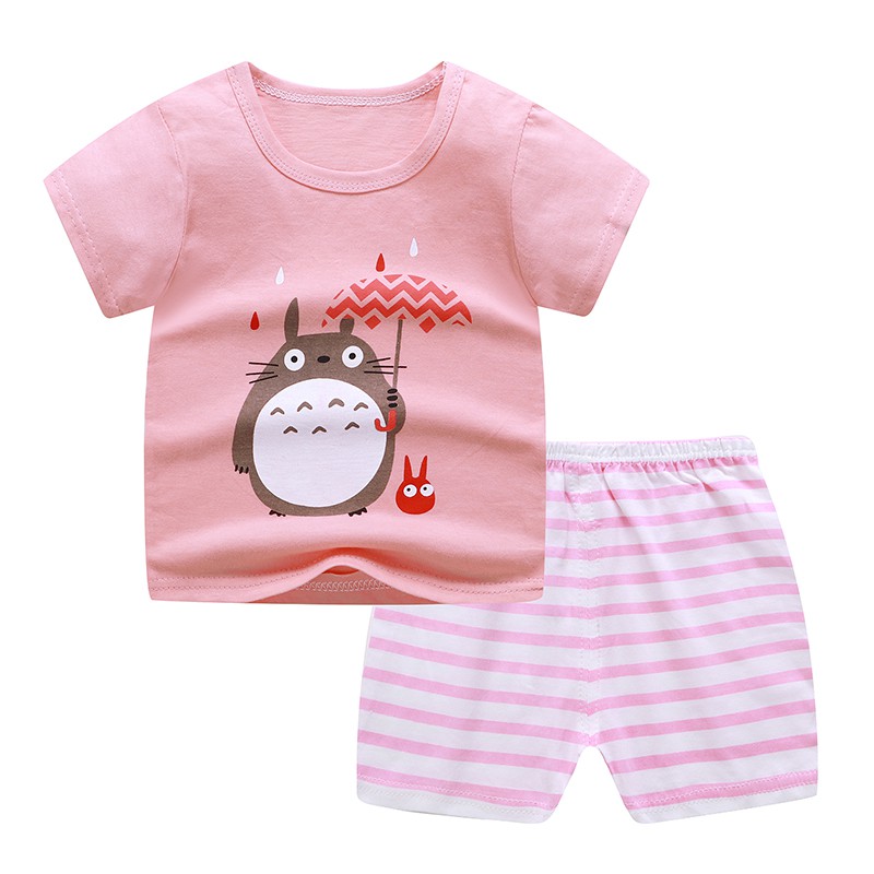 Set Áo Thun Cotton Tay Ngắn + Quần Short Thời Trang Cho Bé 1-5 Tuổi