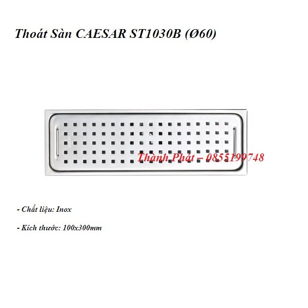[CHÍNH HÃNG] Ga, phễu thoát sàn Caesar - loại cắt gạch hình chữ nhật ST1030B, ST1060B