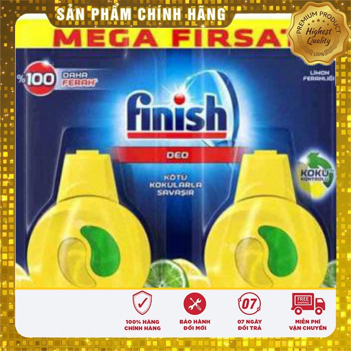 2 cục Tinh dầu treo khử mùi máy rửa bát [khuyến mại 3 Viên Finish All-in-1]