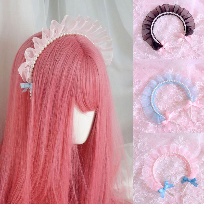 Băng Đô Cài Tóc Đính Ngọc Trai Phong Cách Lolita Dành Cho Nữ