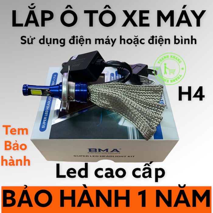 Đèn pha led 2 tim BMA-DPL-Z2 H4 chính hãng siêu sáng bảo hành 1 năm gắn pha xe máy Thanh Khang