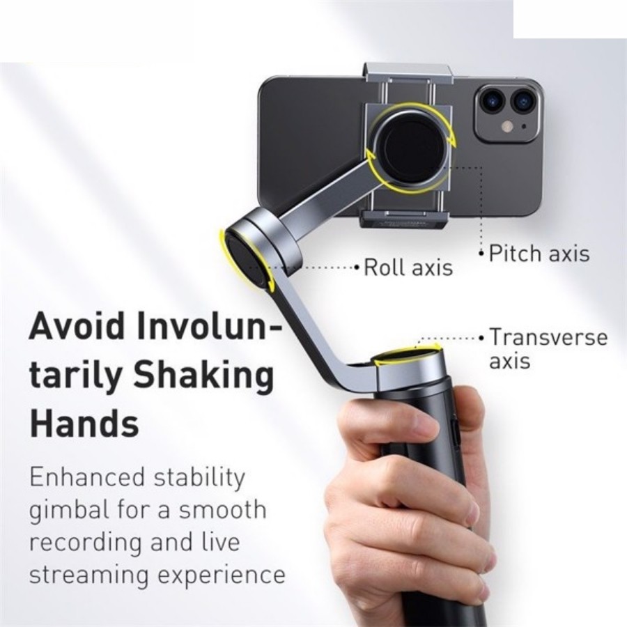 Tay cầm chống rung Baseus Gimbal Handheld Folding Gimbal Stabilizer330g, 4500mAh, Bluetooth 4.0, Type Type C LV779