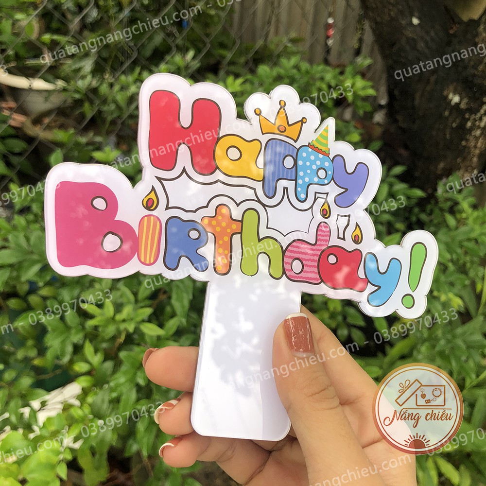 Hastag cầm tay chúc mừng sinh nhật, trang trí sự kiện, sinh nhật, chất liệu mica sáng bóng và bền đẹp