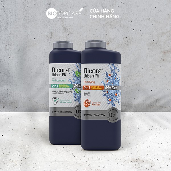 Dầu gội nam chống rụng tóc Dicora Urban Fit Fortifying kết hợp xả 2 trong 1 400ml - BioTopcare Official