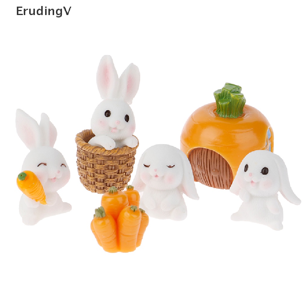 Set 7 Đồ trang trí Chú Thỏ Mini Trang Trí Sân Vườn DIY