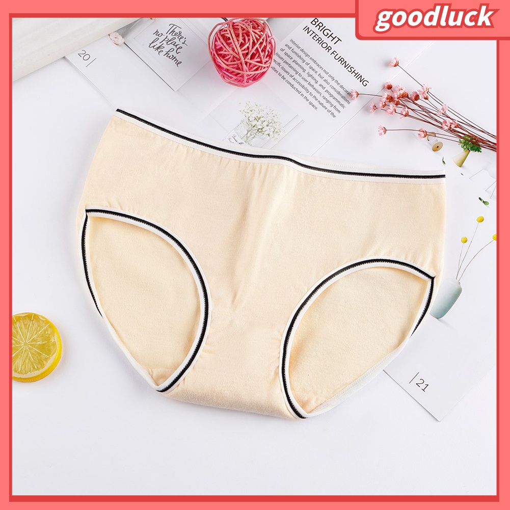 Quần lót cotton lưng thấp thoáng khí màu trơn kiểu dáng dễ thương cho nữ