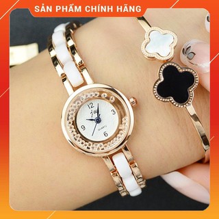 Đồng hồ nữ Jw 70255 dây đá sứ mặt tròn viên đá chạy
